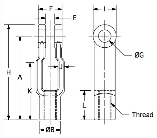 Inset Yoke, 3/8 Blank dimensional drawing